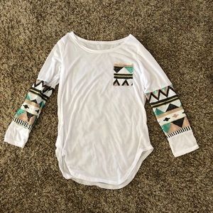 Long Sleeve Juniors Top With Sequin